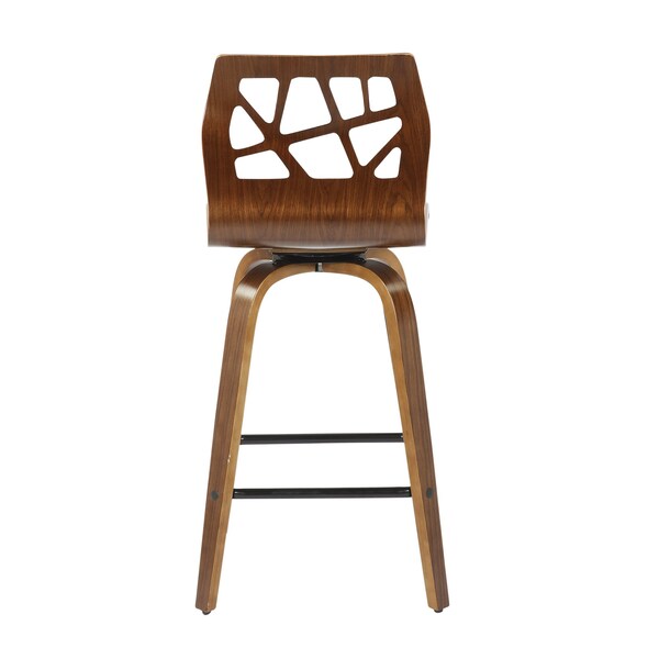 Lumisource Folia Counter Stool in Walnut Wood and Charcoal Fabric, PK 2 - B26-FOLIAX WLCHAR2