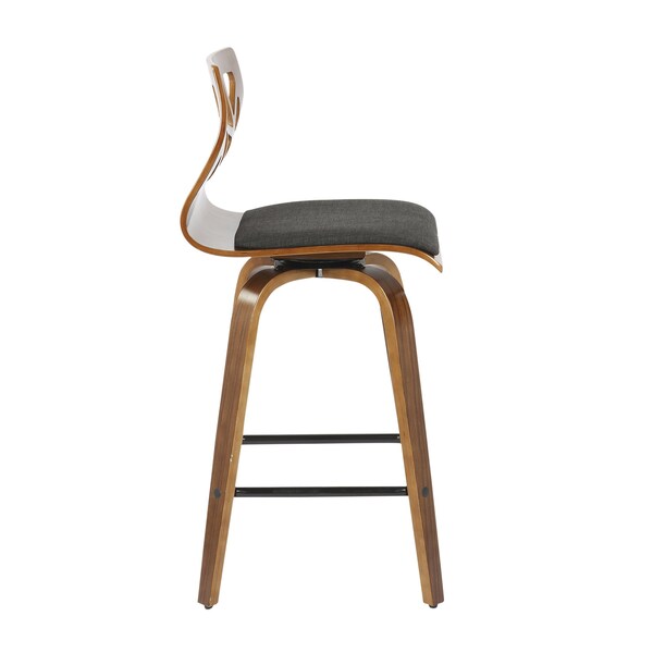 Lumisource Folia Counter Stool in Walnut Wood and Charcoal Fabric, PK 2 - B26-FOLIAX WLCHAR2
