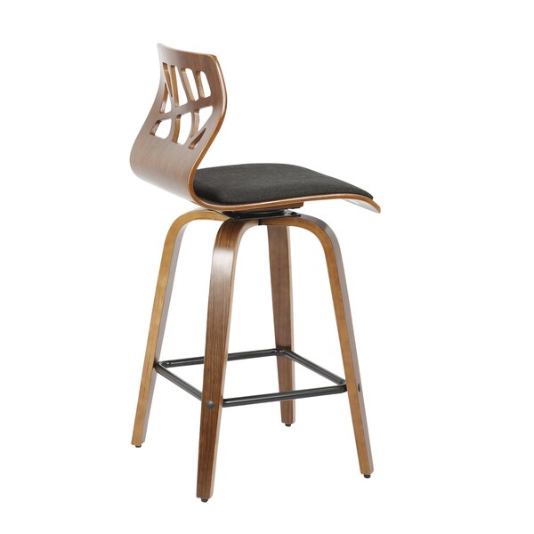 Lumisource Folia Counter Stool in Walnut Wood and Charcoal Fabric, PK 2 - B26-FOLIAX WLCHAR2