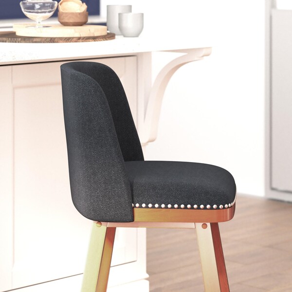 Flash Furniture 2PK 24" Charcoal Faux Linen Wooden Counter Stools - CH-192162X000-24-CHAR-GG