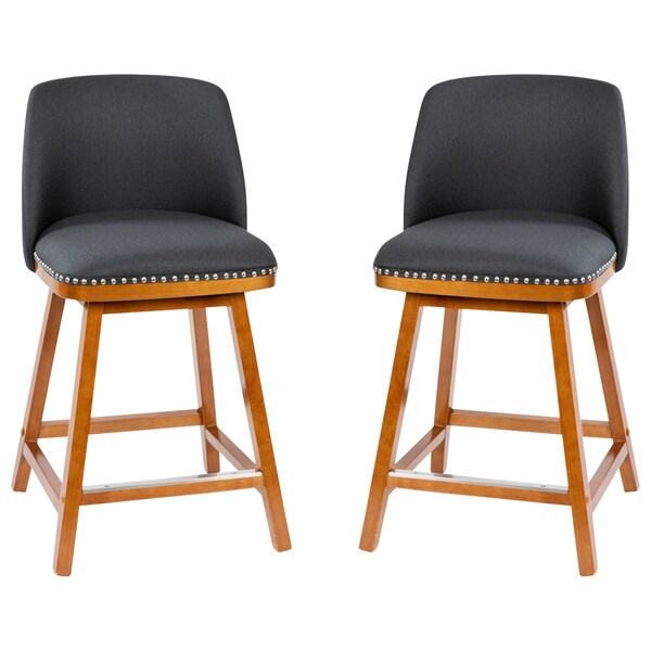 Flash Furniture 2PK 24" Charcoal Faux Linen Wooden Counter Stools - CH-192162X000-24-CHAR-GG