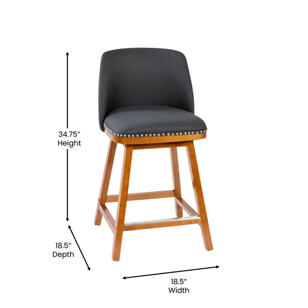 Flash Furniture 2PK 24" Charcoal Faux Linen Wooden Counter Stools - CH-192162X000-24-CHAR-GG