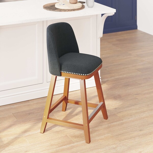 Flash Furniture 2PK 24" Charcoal Faux Linen Wooden Counter Stools - CH-192162X000-24-CHAR-GG