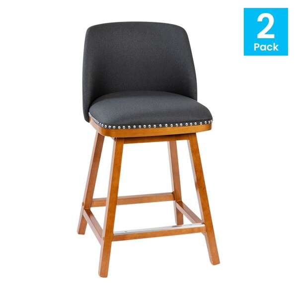 Flash Furniture 2PK 24" Charcoal Faux Linen Wooden Counter Stools - CH-192162X000-24-CHAR-GG