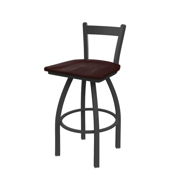 Holland Bar Stool Co 25" Low Back Swivel Counter Stool, Pewter Finish, Dark Cherry Maple Seat - 82125PWDCMPL
