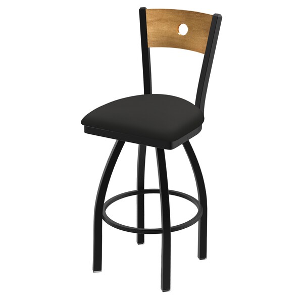 Holland Bar Stool Co 25" Swivel Counter Stool, Black Wrinkle, Med Back, Canter Iron Seat - 83025BWMEDMPLB008