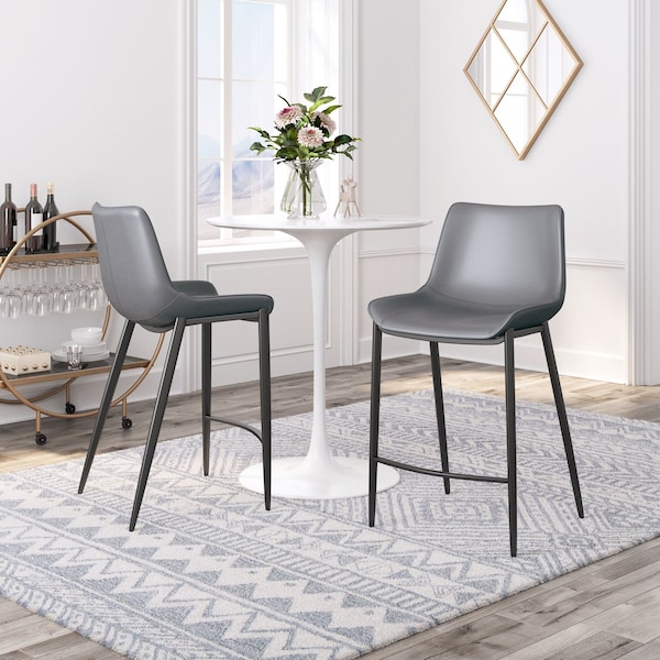 Zuo Modern Magnus Counter Stool Set Of 2 Dark Gray & Black - 109392