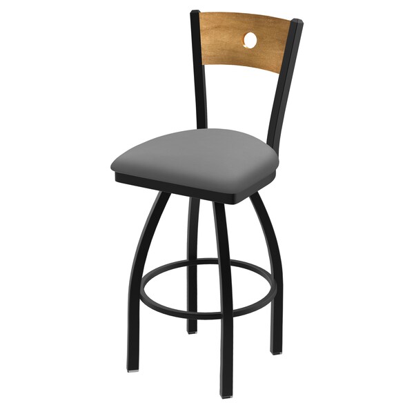 Holland Bar Stool Co 25" Swivel Counter Stool, Black Wrinkle, Med Back, Canter Grey Seat - 83025BWMEDMPLB007