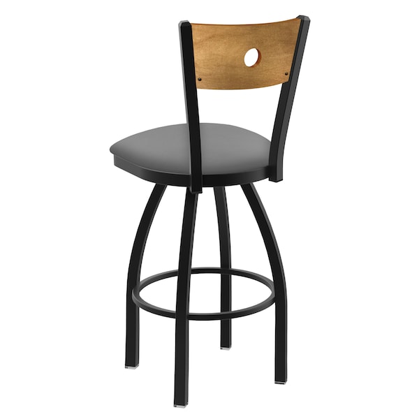 Holland Bar Stool Co 25" Swivel Counter Stool, Black Wrinkle, Med Back, Canter Grey Seat - 83025BWMEDMPLB007
