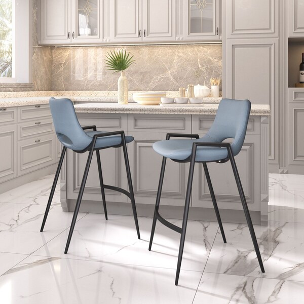 Zuo Modern Desi Counter Stool Set Of 2 Azure Gray - 109539