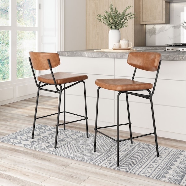 Zuo Modern Charon Counter Stool Set Of 2 Vintage Brown - 110262