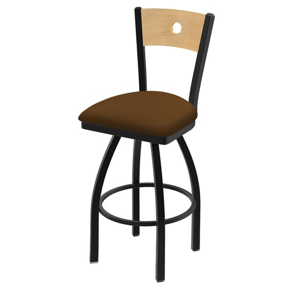 Holland Bar Stool Co 25" Swivel Counter Stool, Black Wrinkle, Nat Back, Canter Thatch Seat - 83025BWNATMPLB001