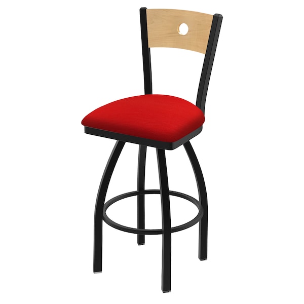 Holland Bar Stool Co 25" Swivel Counter Stool, Black Wrinkle, Nat Back, Canter Red Seat - 83025BWNATMPLB011