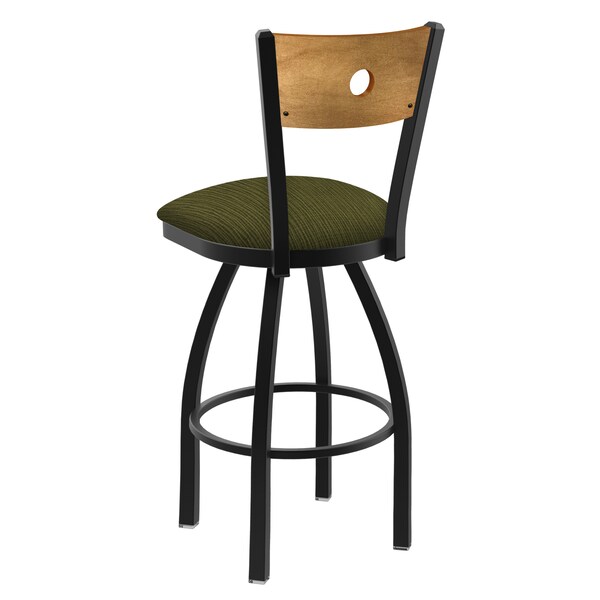 Holland Bar Stool Co 25" Swivel Counter Stool, Black Wrinkle, Med Back, Graph Parrot Seat - 83025BWMEDMPLB015