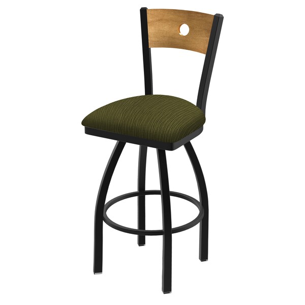 Holland Bar Stool Co 25" Swivel Counter Stool, Black Wrinkle, Med Back, Graph Parrot Seat - 83025BWMEDMPLB015