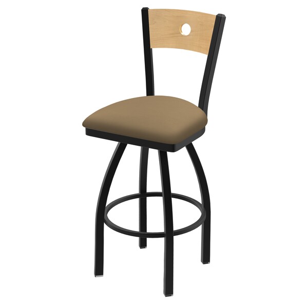 Holland Bar Stool Co 25" Swivel Counter Stool, Black Wrinkle, Nat Back, Canter Sand Seat - 83025BWNATMPLB013