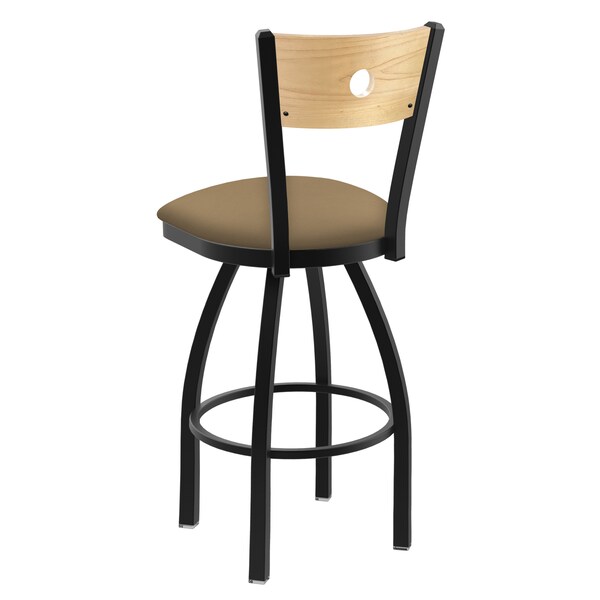 Holland Bar Stool Co 25" Swivel Counter Stool, Black Wrinkle, Nat Back, Canter Sand Seat - 83025BWNATMPLB013