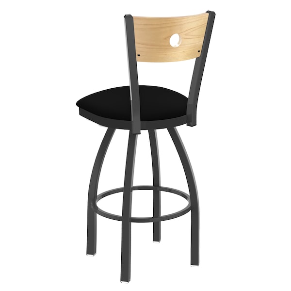 Holland Bar Stool Co 25" Swivel Counter Stool, Pewter Finish, Nat Back, Black Vinyl Seat - 83025PWNATMPLBBLKVINYL