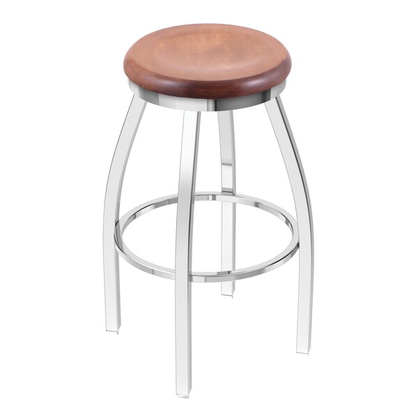 Holland Bar Stool Co 25" Swivel Counter Stool, Chrome Finish, Med Maple Seat - 80225CHMEDMPL