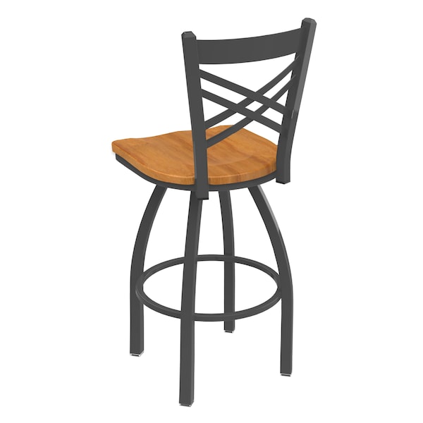 Holland Bar Stool Co 25" Swivel Counter Stool, Pewter Finish, Med Maple Seat - 82025PWMEDMPL