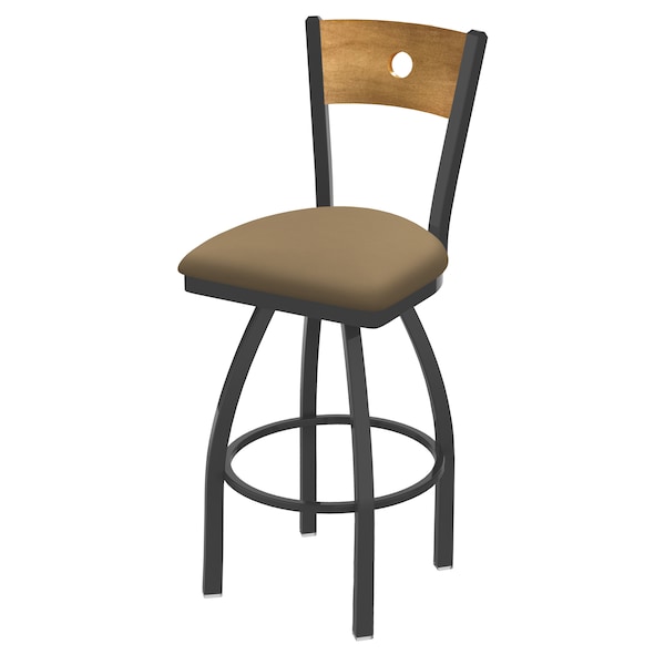 Holland Bar Stool Co 25" Swivel Counter Stool, Pewter Finish, Med Back, Canter Sand Seat - 83025PWMEDMPLB013