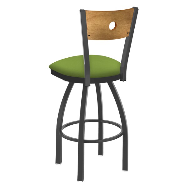 Holland Bar Stool Co 25" Swivel Counter Stool, Pewter Finish, Med Back, Canter Kiwi Green Seat - 83025PWMEDMPLB009