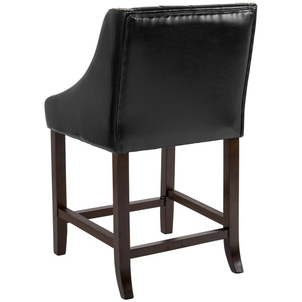 Flash Furniture Black Leather/Wood Stool, 24" - 2-CH-182020-T-24-BK-GG