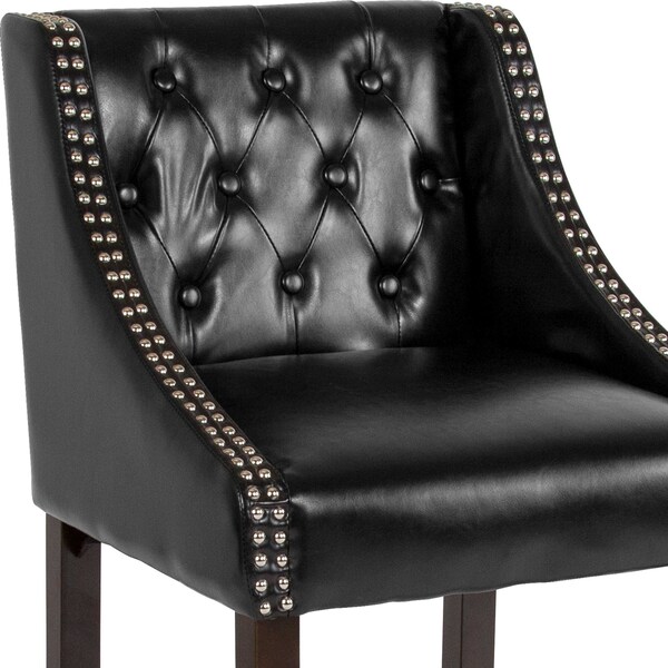 Flash Furniture Black Leather/Wood Stool, 24" - 2-CH-182020-T-24-BK-GG