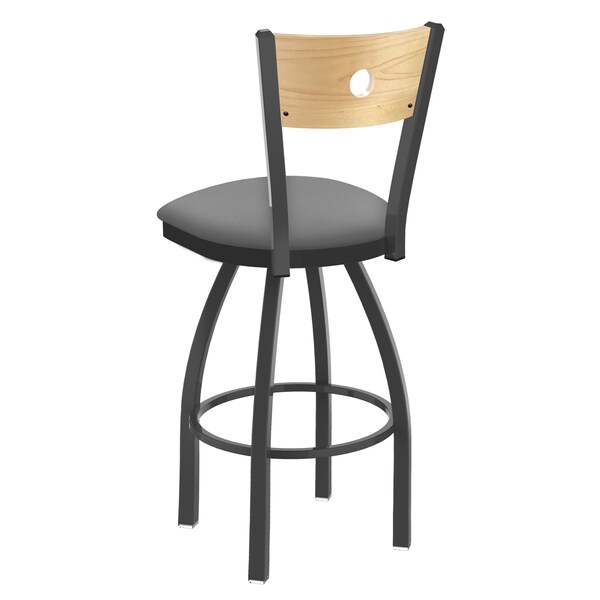 Holland Bar Stool Co 25" Swivel Counter Stool, Pewter Finish, Nat Back, Canter Grey Seat - 83025PWNATMPLB007