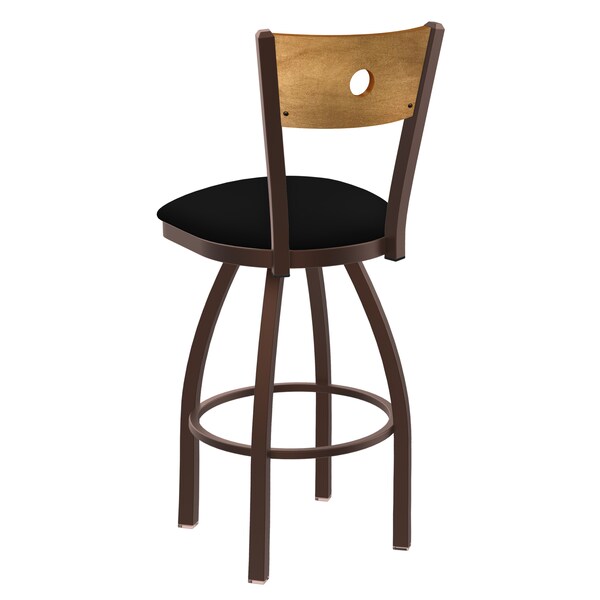 Holland Bar Stool Co 25" Swivel Counter Stool, Bronze Finish, Med Back, Black Vinyl Seat - 83025BZMEDMPLBBLKVINYL