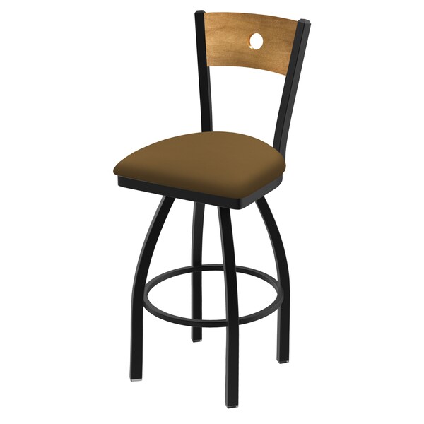Holland Bar Stool Co 25" Swivel Counter Stool, Black Wrinkle, Med Back, Canter Saddle Seat - 83025BWMEDMPLB012
