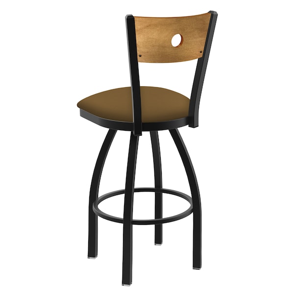 Holland Bar Stool Co 25" Swivel Counter Stool, Black Wrinkle, Med Back, Canter Saddle Seat - 83025BWMEDMPLB012