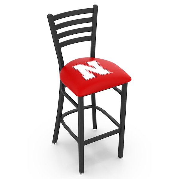 Holland Bar Stool Co 25" Blk Wrinkle Nebraska Stationary Counter Stool, Ladder Back - L00425NEBRUN
