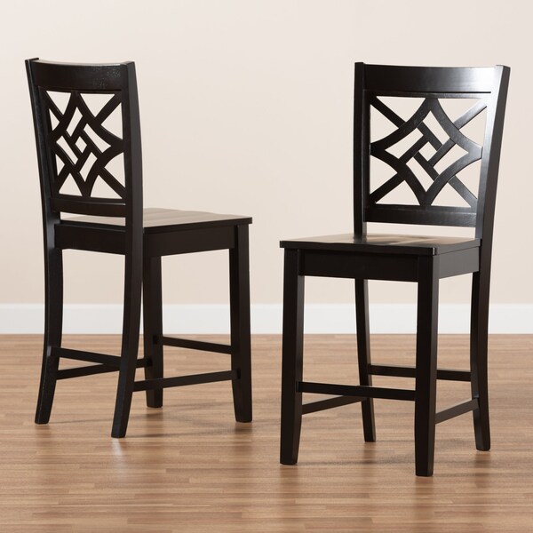 Baxton Studio Nicolette Modern and Contemporary Transitional Dark Brown Finished Wood 2-Piece Counter Stool Set - 176-11421-ZORO
