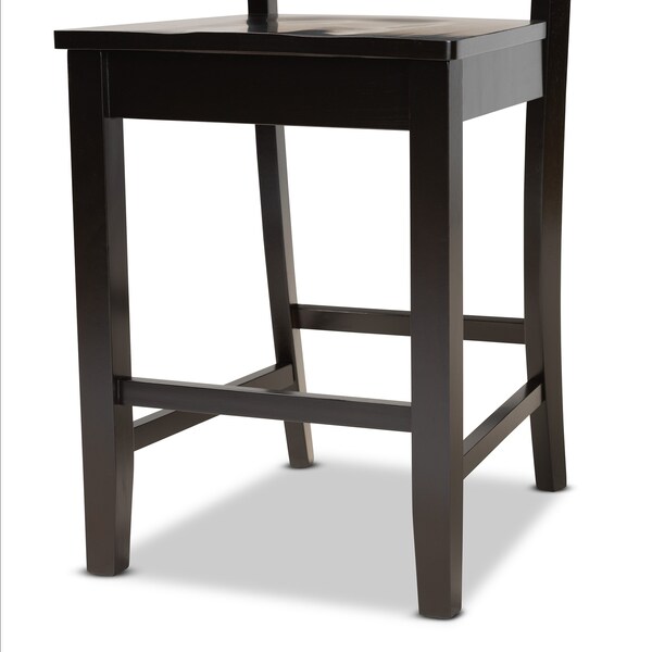 Baxton Studio Nicolette Modern and Contemporary Transitional Dark Brown Finished Wood 2-Piece Counter Stool Set - 176-11421-ZORO