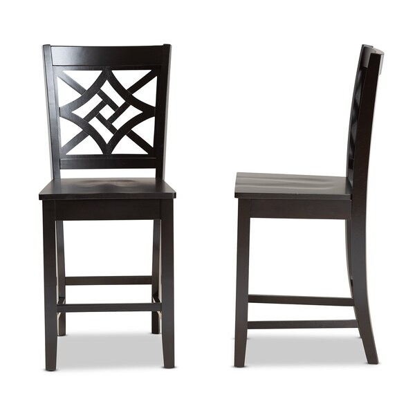 Baxton Studio Nicolette Modern and Contemporary Transitional Dark Brown Finished Wood 2-Piece Counter Stool Set - 176-11421-ZORO