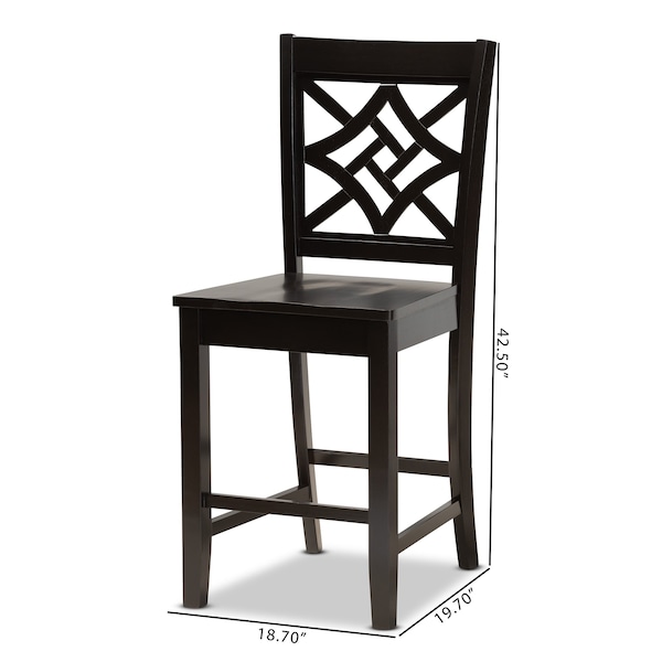 Baxton Studio Nicolette Modern and Contemporary Transitional Dark Brown Finished Wood 2-Piece Counter Stool Set - 176-11421-ZORO