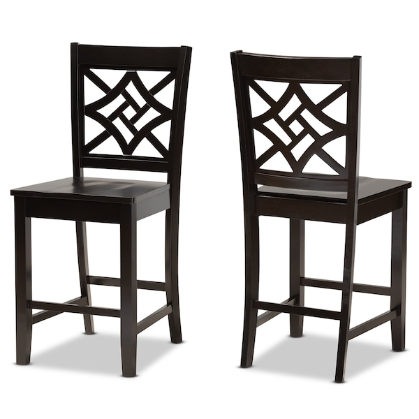 Baxton Studio Nicolette Modern and Contemporary Transitional Dark Brown Finished Wood 2-Piece Counter Stool Set - 176-11421-ZORO