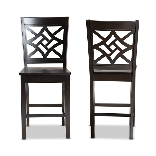 Baxton Studio Nicolette Modern and Contemporary Transitional Dark Brown Finished Wood 2-Piece Counter Stool Set - 176-11421-ZORO