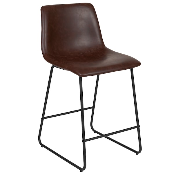 Flash Furniture 24" LeatherSoft Counter Height Barstools, Dark Brown, PK2 - 2-ET-ER18345-24-DB-GG
