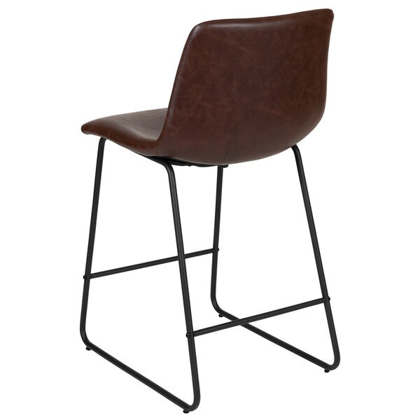 Flash Furniture 24" LeatherSoft Counter Height Barstools, Dark Brown, PK2 - 2-ET-ER18345-24-DB-GG