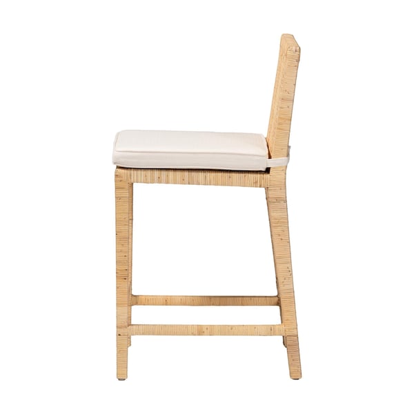 Baxton Studio bali & pari Sofia Modern and Contemporary Natural Finished Wood and Rattan Counter Stool - 185-11874-ZORO