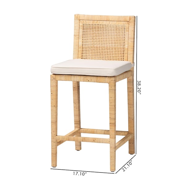Baxton Studio bali & pari Sofia Modern and Contemporary Natural Finished Wood and Rattan Counter Stool - 185-11874-ZORO