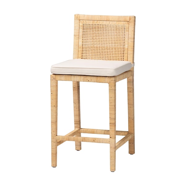 Baxton Studio bali & pari Sofia Modern and Contemporary Natural Finished Wood and Rattan Counter Stool - 185-11874-ZORO