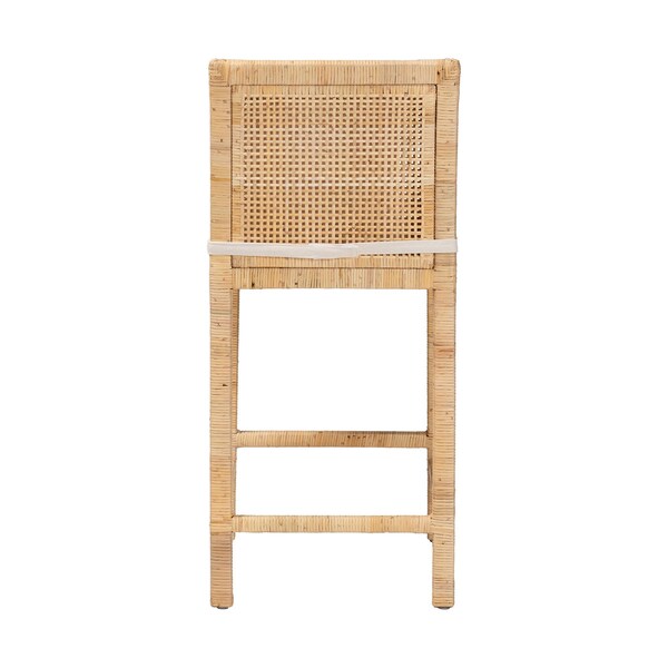 Baxton Studio bali & pari Sofia Modern and Contemporary Natural Finished Wood and Rattan Counter Stool - 185-11874-ZORO