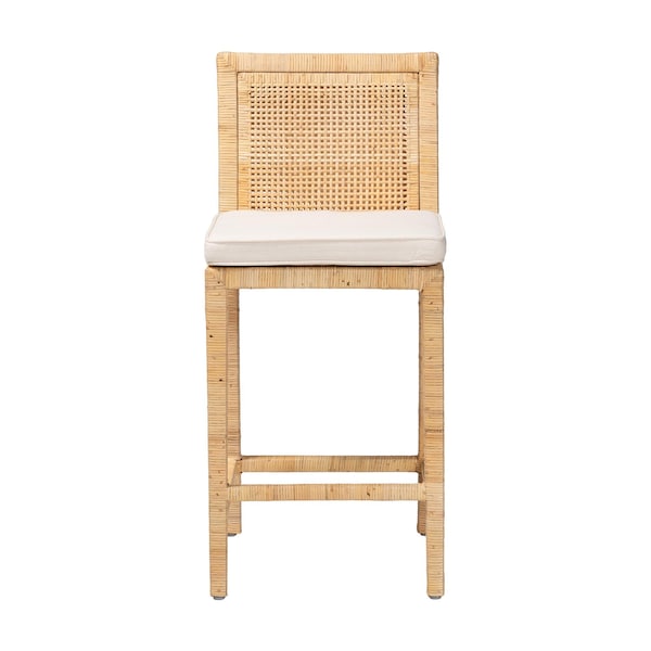 Baxton Studio bali & pari Sofia Modern and Contemporary Natural Finished Wood and Rattan Counter Stool - 185-11874-ZORO