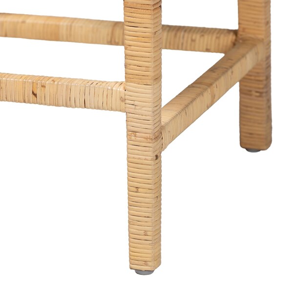 Baxton Studio bali & pari Sofia Modern and Contemporary Natural Finished Wood and Rattan Counter Stool - 185-11874-ZORO