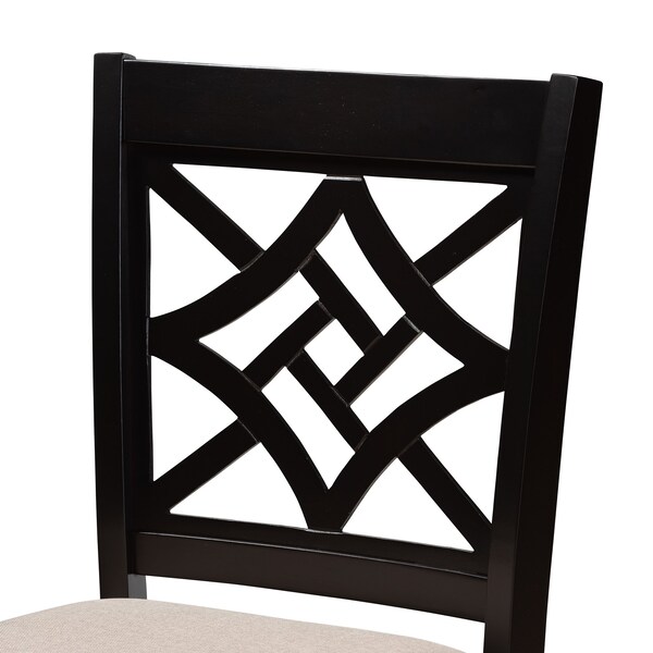 Baxton Studio Nicolette Modern and Contemporary Sand Fabric and Dark Brown Finished Wood 2-Piece Counter Stool Set - 179-11422-ZORO