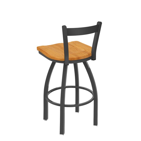 Holland Bar Stool Co 25" Low Back Swivel Counter Stool, Pewter Finish, Med Oak Seat - 82125PWMEDOAK