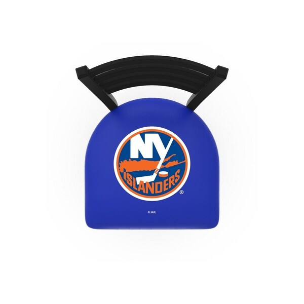 Holland Bar Stool Co 25" Blk Wrinkle New York Islanders Station Counter Stool, Ladder Back - L00425NYISLN